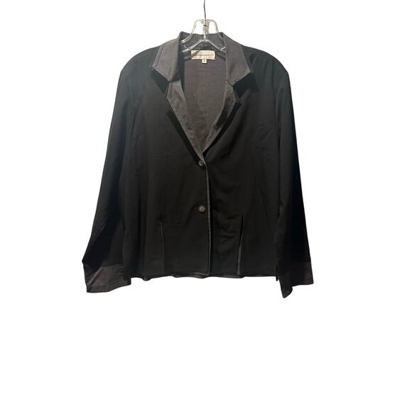 Susans Black Women’s Size Small black w/ gray collar & Sleeves Blazer Jacket - Picture 6 of 10